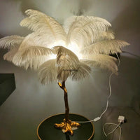 Thumbnail for Nordic Ostrich Feather Led Floor Lamp Resin Copper Living Room Home