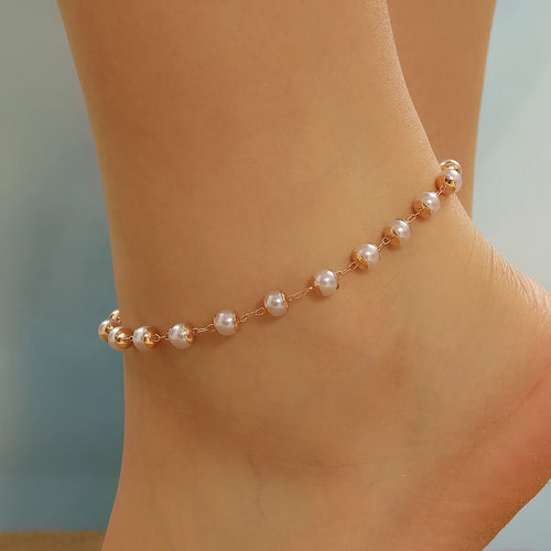 Korean Colorful Beads Chain Anklets Bracelets Women Summer Barefoot