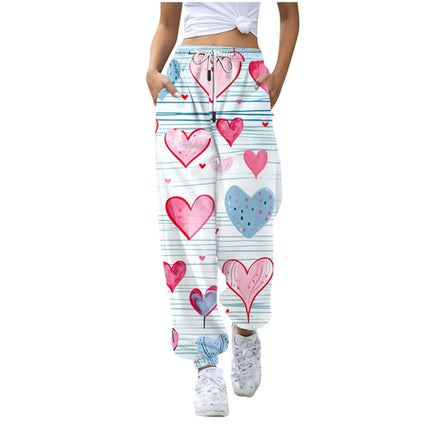 Baggy Sweatpants Women Streetwear Valentine's Day Hearts print Fashion
