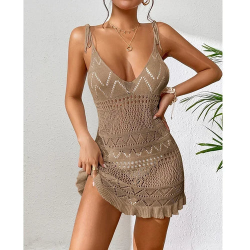 Sexy Womens Crochet Beach Dress See-through Beachwear Pareo Swimsuit