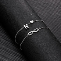 Thumbnail for Bohemia A-Z Letter Initial Anklet For Women Silver Color Initial Heart