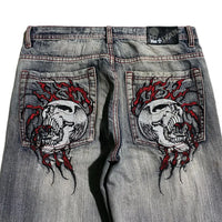 Thumbnail for Skull Embroidered Loose Fit Jeans Fashion Harajuku Trend Y2K Women