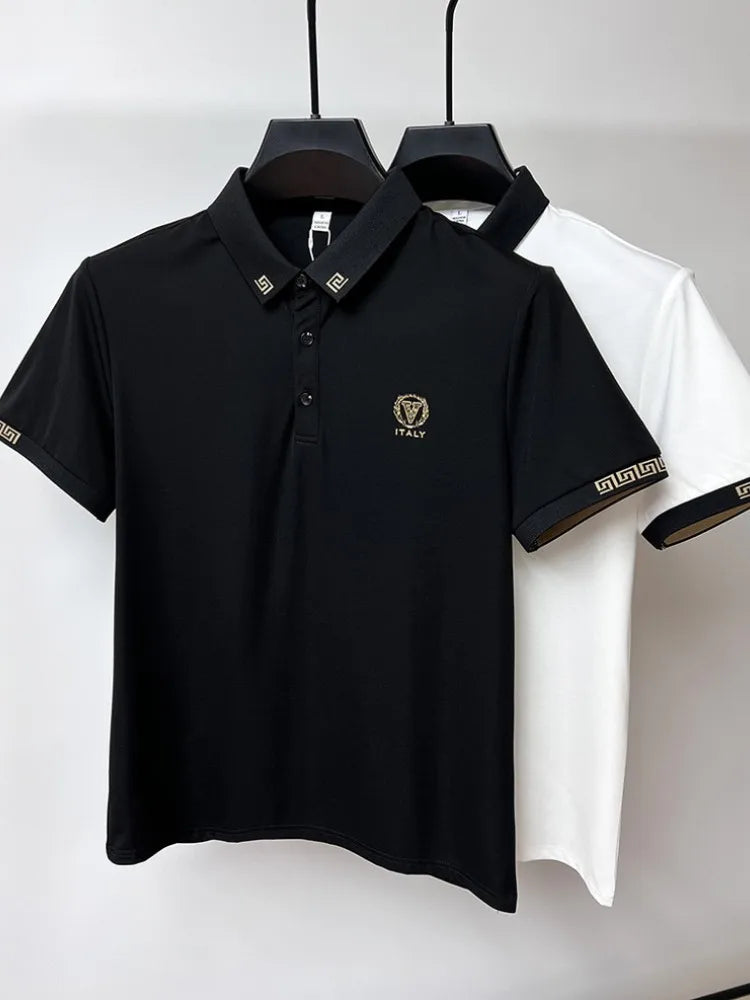 Brand high-end hot diamond embroidered POLO shirt short sleeve men's