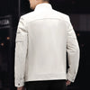 White Leather Jacket For Men 2023 Winter Male Business Simple Standing
