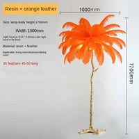 Thumbnail for Nordic Ostrich Feather Led Floor Lamp Resin Copper Living Room Home