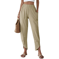 Thumbnail for Ladies Cotton Linen Harem Pants Women'S Solid Color Casual Loose Pants