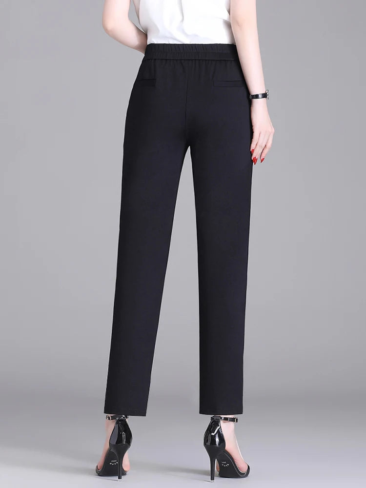 Women Spring Autumn Trousers Suits High Waisted Pant Fashion Office