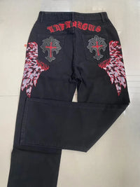 Thumbnail for American retro jeans with embroidery decoration for men and women