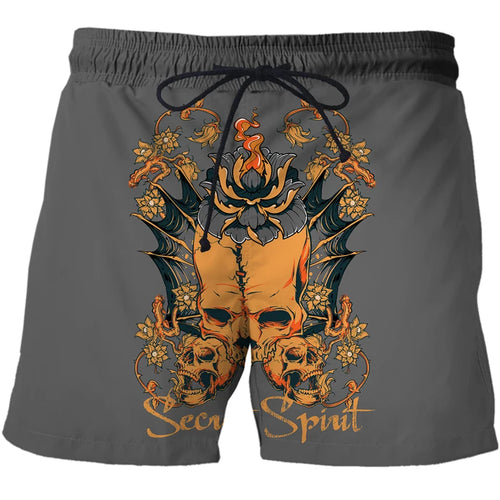 Shorts Men Casual Shorts Horror Skull Pattern Beach 3D Printed Shorts