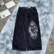 Hip Hop Rock Embroidery Pattern JNCO Jeans Men Women 2023 New Fashion
