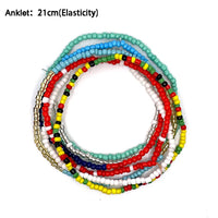 Thumbnail for 7Pcs/Set Bohemian Multicolor Beaded Chain Anklet Bracelet Set for