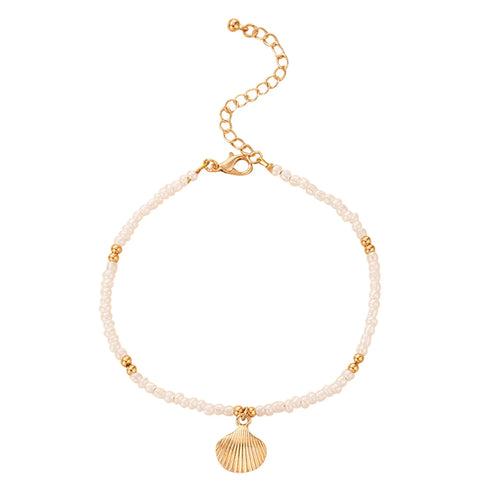 Boho Double Layer Anklets For Women Pearl Streaming Pendant Foot