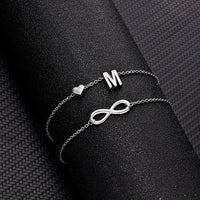 Thumbnail for Bohemia A-Z Letter Initial Anklet For Women Silver Color Initial Heart