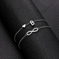 Thumbnail for Bohemia A-Z Letter Initial Anklet For Women Silver Color Initial Heart