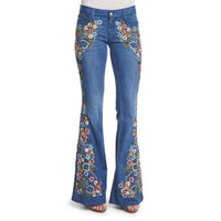 Thumbnail for Stretch Embroidered Flared Jeans Women's Casual Fashion High Waist 90s