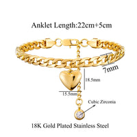 Thumbnail for Anklet For Women Gold Color Stainless Steel Cuban Link Ankle Bracelets