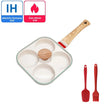 4 Hole Omelet Pan Frying Pot with Lid Thickened Steak Cooking Pan Bread