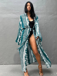 Thumbnail for Fitshinling Tie Dye Cotton Beach Kimono Swimwear Bohemian Oversized