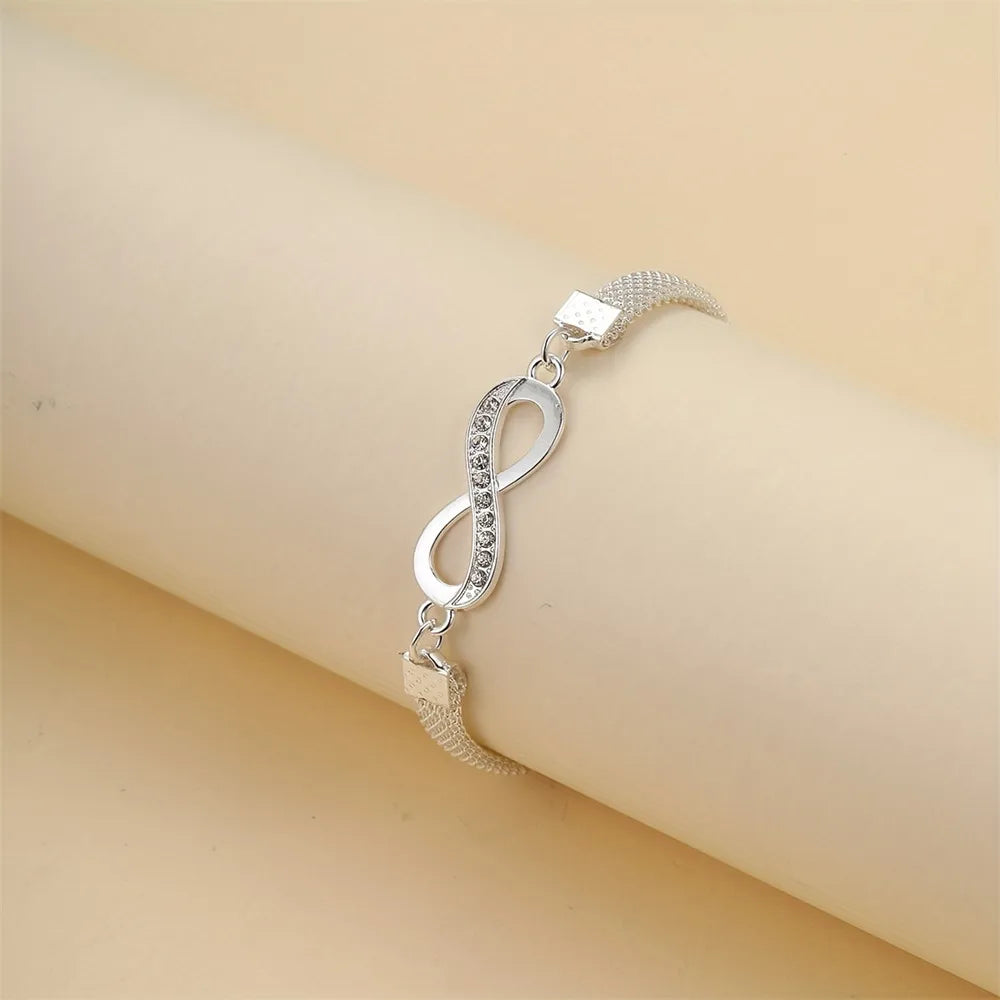 Charm Shiny Infinity 8-character Anklet for Women Silver Color