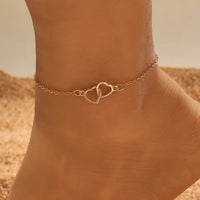 Thumbnail for Simple Double Heart  Anklet for Women Hollow Gold Color Love Foot