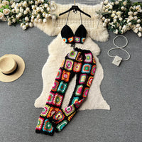 Thumbnail for SINGREINY Knitted Beach Two Pieces Suits Women Strap Mini