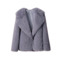 Thumbnail for Winter Warm Fur Coat Women Elegant Turndown Collar Long Sleeve Short