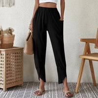 Thumbnail for Ladies Cotton Linen Harem Pants Women'S Solid Color Casual Loose Pants