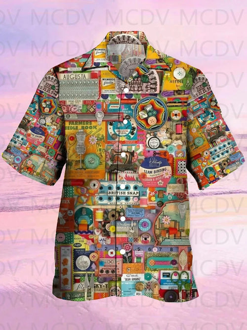 Men's For Women's Hawaiian Shirt Retro Magnetic Tapes Printed Button