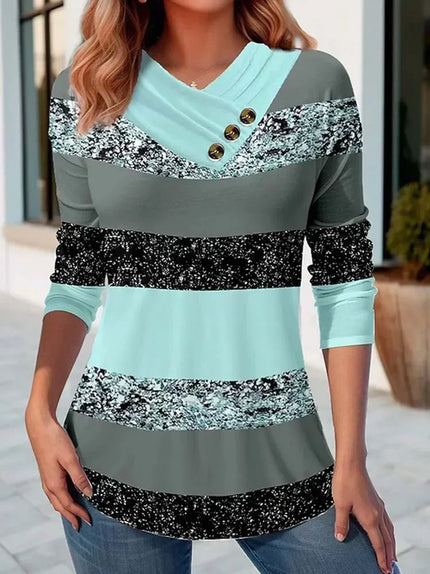 Autumn Striped Color Pullover Sweater Women Casual Fashion Slim Tees