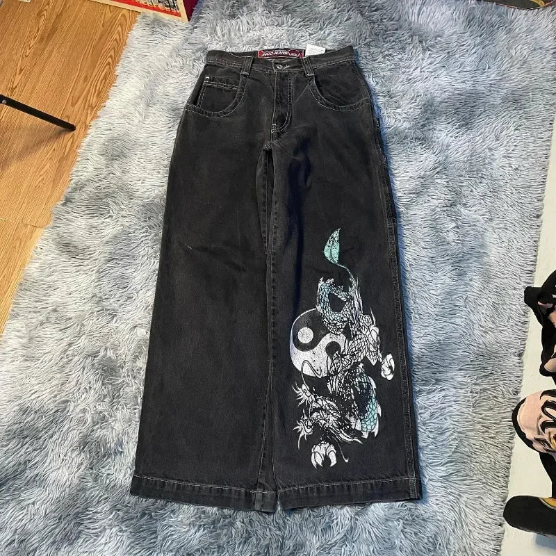 JNCO Y2K Baggy Jeans men vintage Embroidered high quality jeans Hip