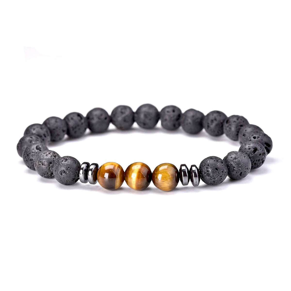 8mm 3 pcs/Set Natural Stone Beads Bracelet For Men Tiger Eys Black