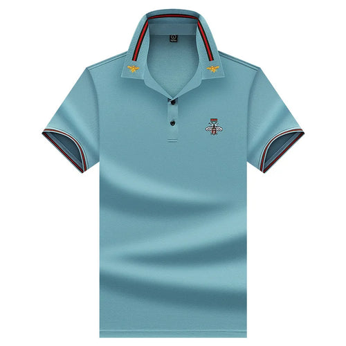 MLSHP Summer Bee Embroidery Men's Polo Shirts High Quality Short