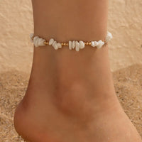 Thumbnail for Summer Beach Crushed Stone Chain Anklet Set For Women Boho Shell Charm