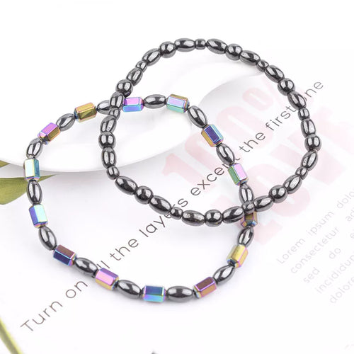 2PCS Magnetic Weight Loss Effective Anklet Bracelet Black Gallstone