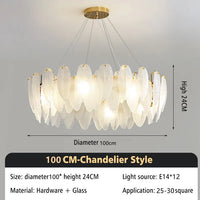 Thumbnail for Modern Luxury Glass Feather Chandelier Lighting Lustre Suspension