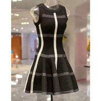 Thumbnail for Fashion Color Clash Women Knit Dress Knit Cotton Sleeveless Mini