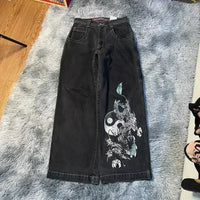 Thumbnail for Y2K Jeans Men Harajuku Hip Hop Retro Skull Graphic Embroidered Baggy