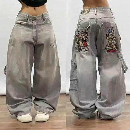 JNCO Jeans New Y2K Harajuku Hip Hop Letter Embroidered Vintage Baggy