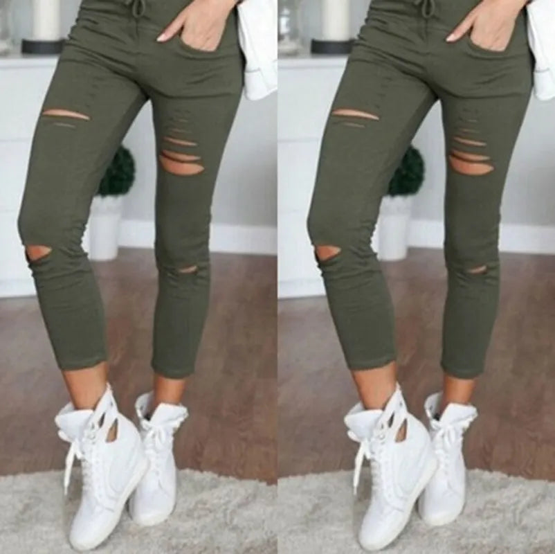 New Ripped Jeans for Women Women Big Size Ripped Trousers Stretch