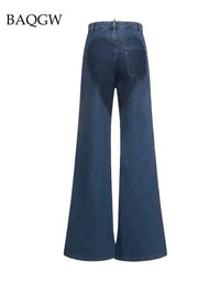 Thumbnail for Fashion Hollow Out Cross Design Straight Flare Denim Pants Summer 2023