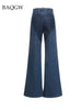 Fashion Hollow Out Cross Design Straight Flare Denim Pants Summer 2023