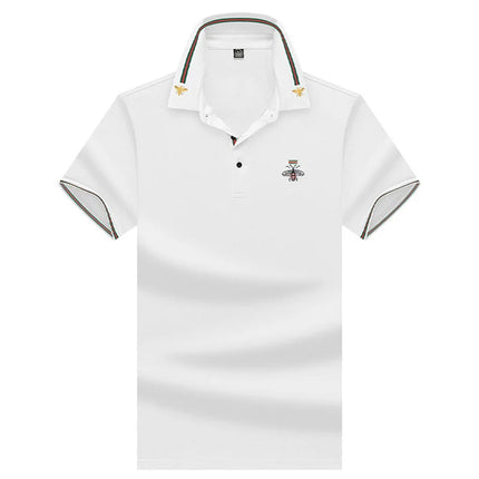 MLSHP Summer Bee Embroidery Men's Polo Shirts High Quality Short