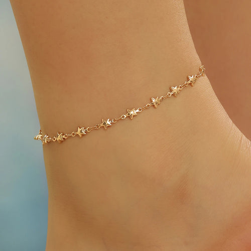 Korean Colorful Beads Chain Anklets Bracelets Women Summer Barefoot