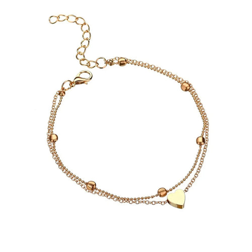 Boho Double Layer Anklets For Women Pearl Streaming Pendant Foot