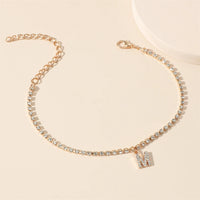 Thumbnail for Crystal Zircon Initial Letter Ankle Bracelet Alphabet Anklets for