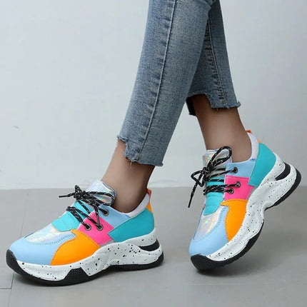 Women's Plus Size Zapatos Para Mujeres Mixed-color Platform Sneakers