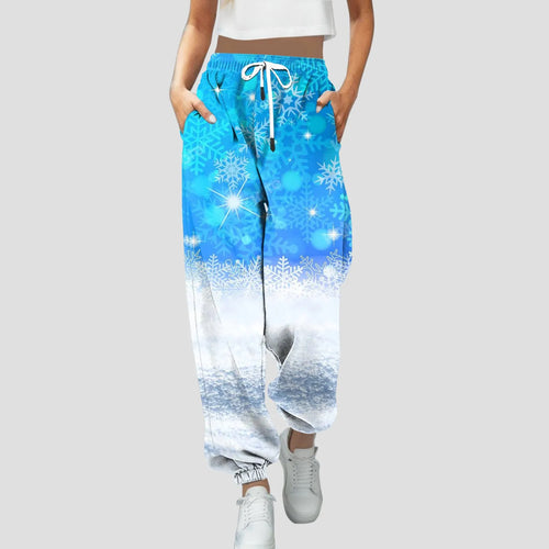 Women'S Vintage Printed Trousers Casual Loose Printed Christmas