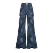Fashion Hollow Out Cross Design Straight Flare Denim Pants Summer 2023