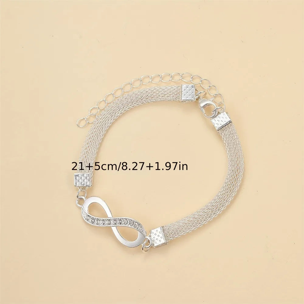 Charm Shiny Infinity 8-character Anklet for Women Silver Color