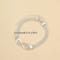 Thumbnail for Charm Shiny Infinity 8-character Anklet for Women Silver Color